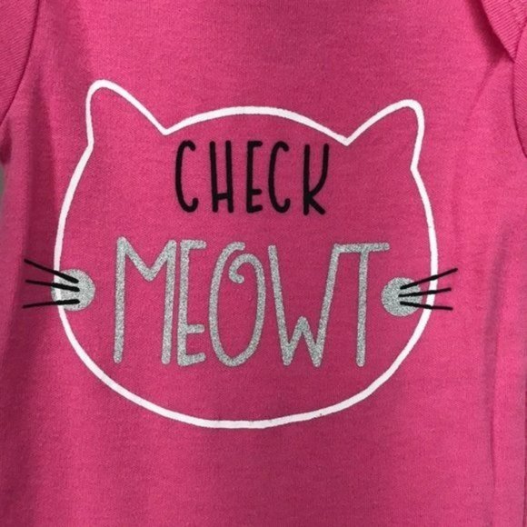 Swiggles Check Meowt Pink Girls Cat Bodysuit 0-3 Months - Picture 3 of 6